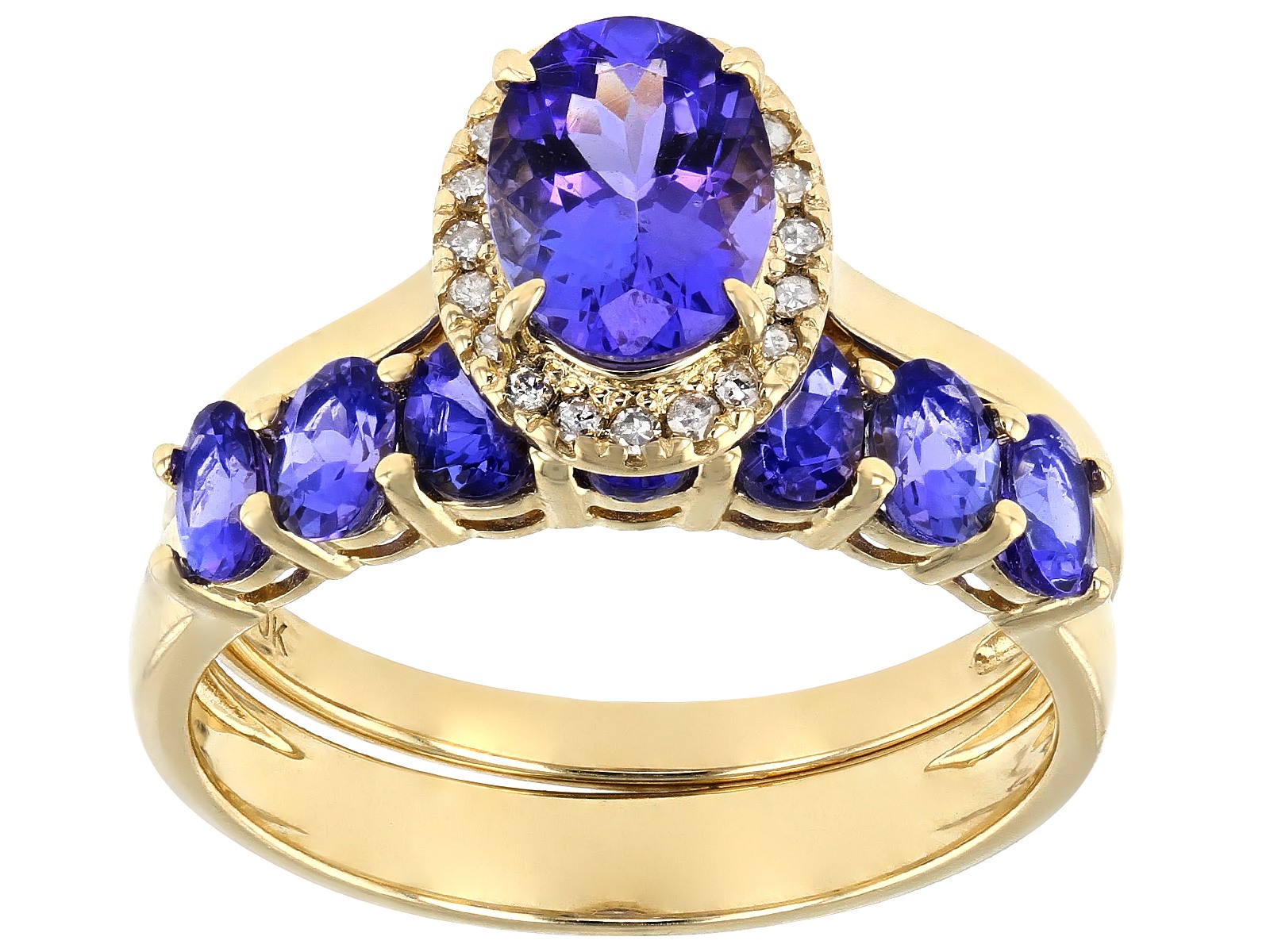 10KT Gold and Natural Tanzanite with Round Shapes